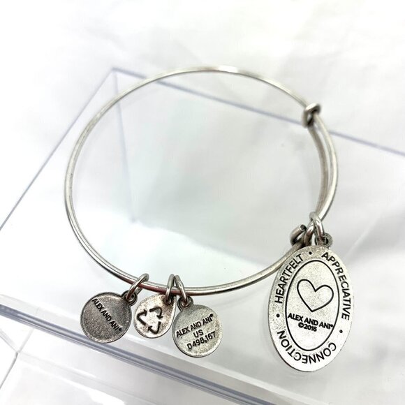 Alex and Ani Because I love You Charm Bracelet - Silver Expands 2"- 3.5" - Picture 2 of 2